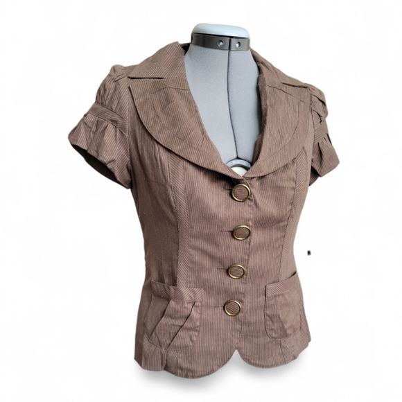 XOXO Brown Blazer with Button Detail - Picture 2 of 12